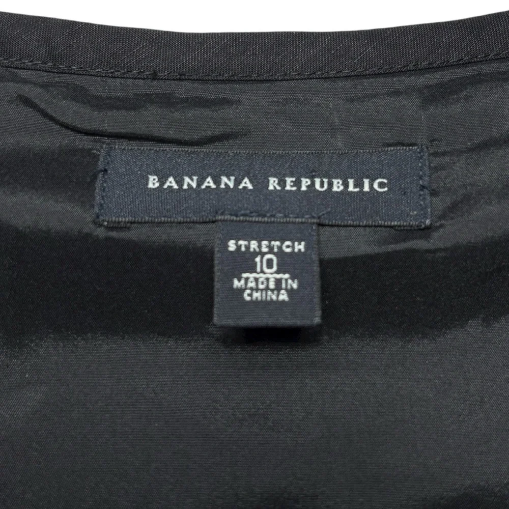 Banana Republic A-Line Linen Blend Dress Size 10 Black Pleated Sleeveless - Picture 8 of 10